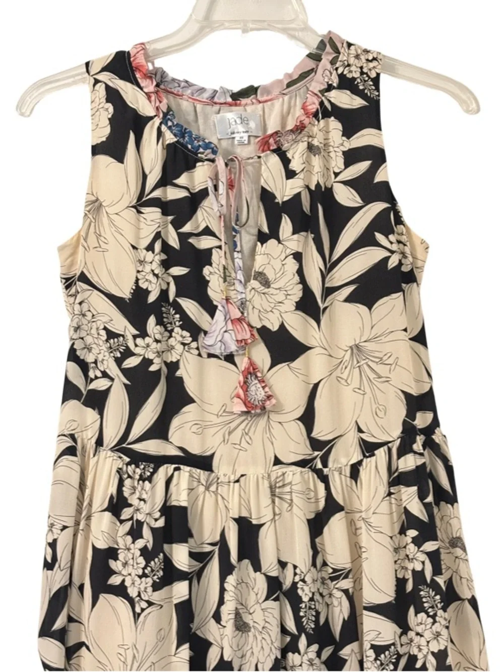 Jade by Johnny Was Juliette Silk Tiered Dress in Floral Black Size XS